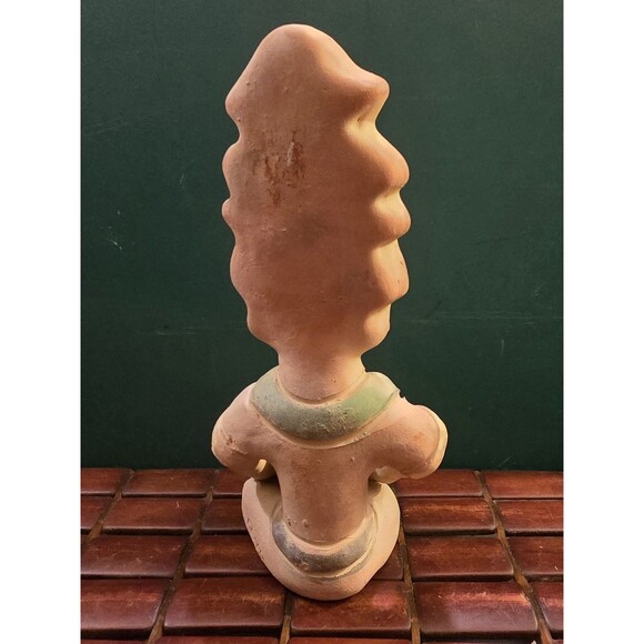 Vintage Mayan Clay Idol Sculpture w/ Offering Bowl 8.5"x4"x4" - Picture 3 of 5